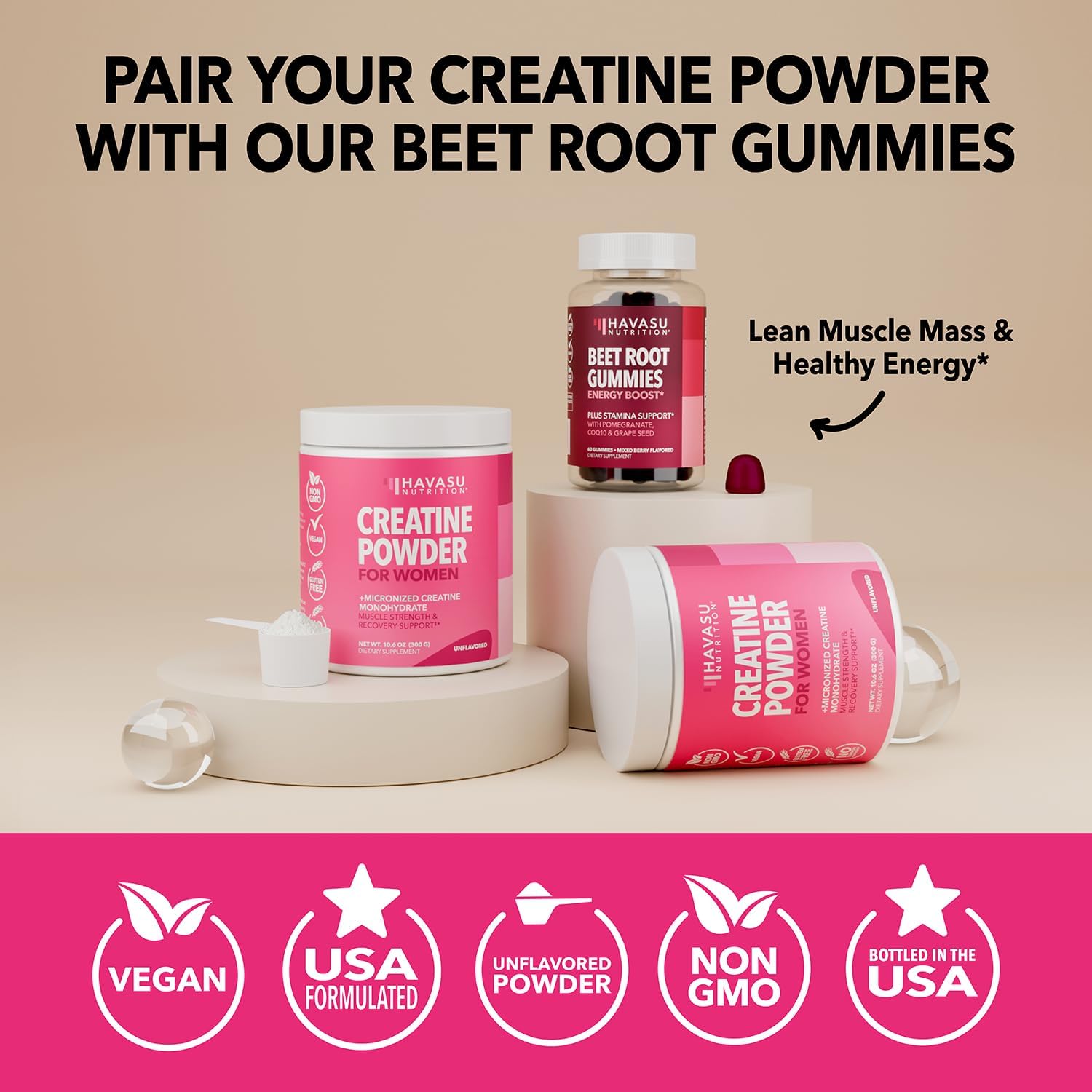 Women's Micronized Creatine Monohydrate Powder - Energy & Muscle Support - 3g Per Serving - Unflavored Vegan Blend - 100 Servings