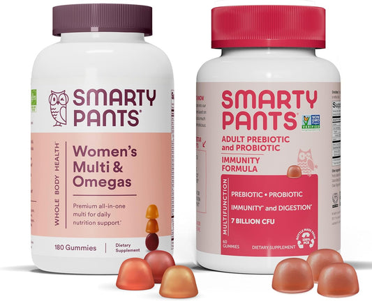Women's Multivitamin and Probiotic Bundle with Omega 3 Fish Oil, Methylfolate, CoQ10, Vitamin D3, and C - Immune and Digestive Support (30 Day Supply)