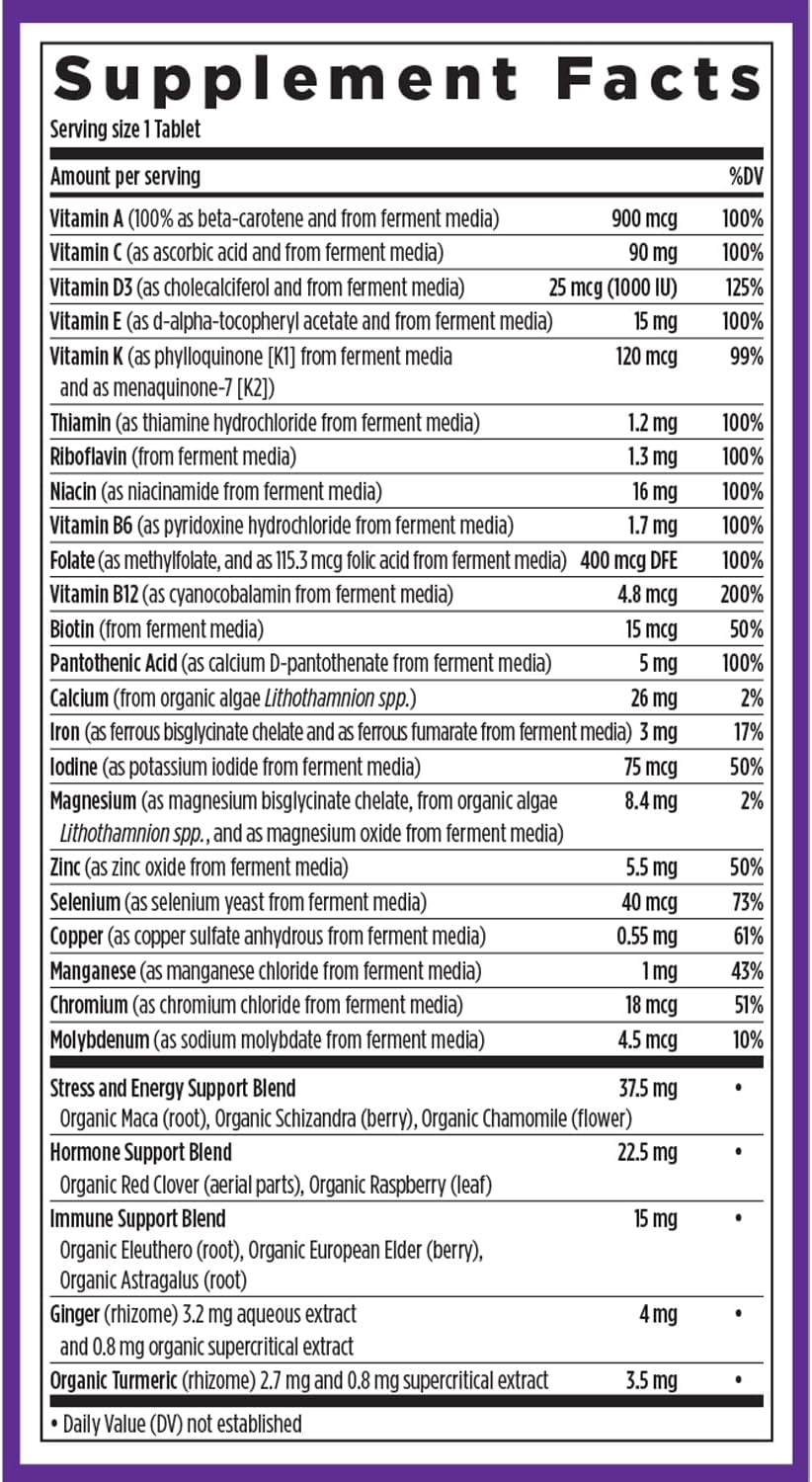 Women's Multivitamin for Immune, Beauty, and Energy Support - 20+ Nutrients, Gentle on Stomach - 96 Count