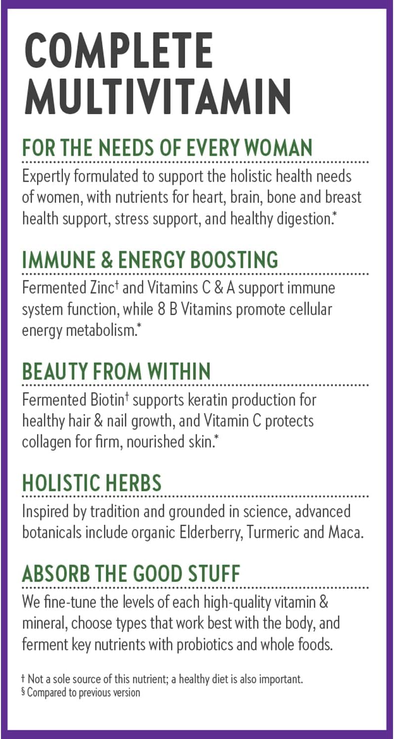 Women's Multivitamin for Immune, Beauty, and Energy Support - 20+ Nutrients, Gentle on Stomach - 96 Count