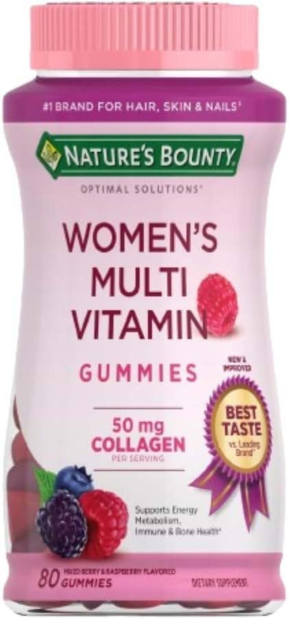 Women's Multivitamin Gummies for Immune Support, Cellular Energy, and Bone Health - Raspberry Flavor, 80 Count