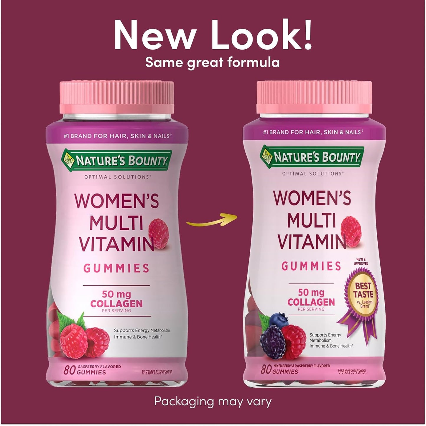 Women's Multivitamin Gummies for Immune Support, Cellular Energy, and Bone Health - Raspberry Flavor, 80 Count