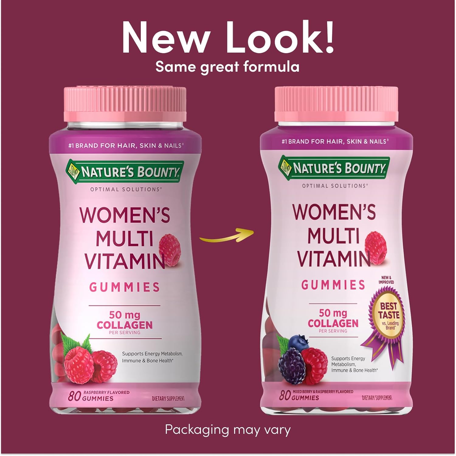 Women's Multivitamin Gummies for Immune Support, Cellular Energy, and Bone Health - Raspberry Flavor, 80 Count