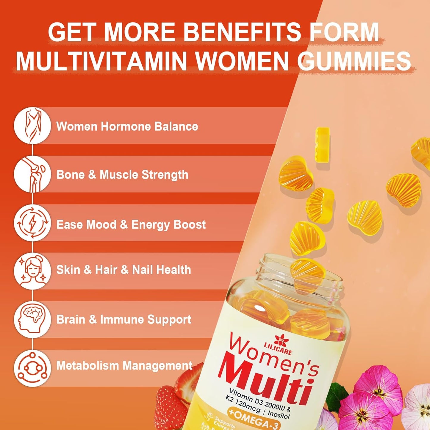 Women's Multivitamin Gummies with LILICARE Eye Vitamins for Overall Wellness