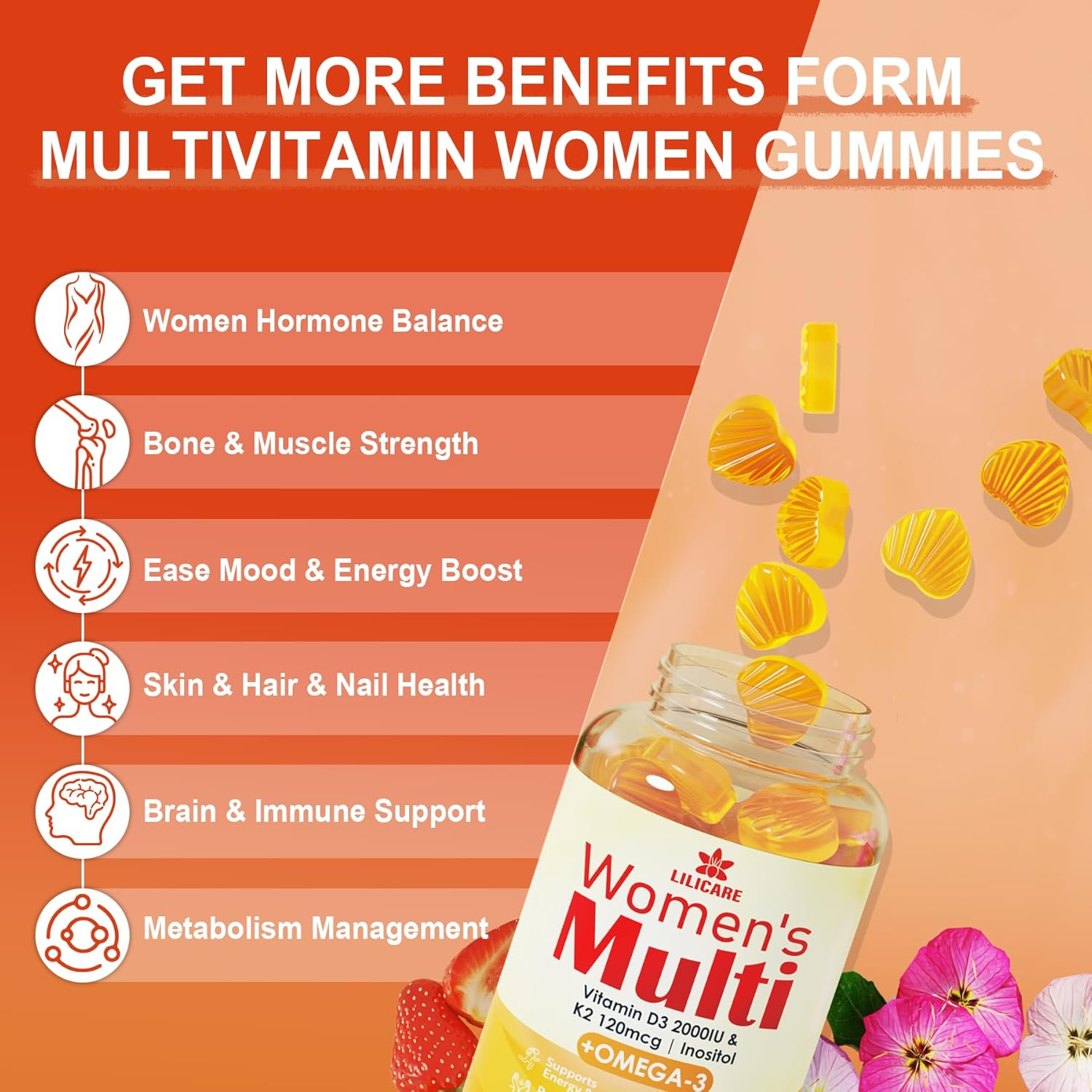 Women's Multivitamin Gummies with LILICARE Eye Vitamins for Overall Wellness