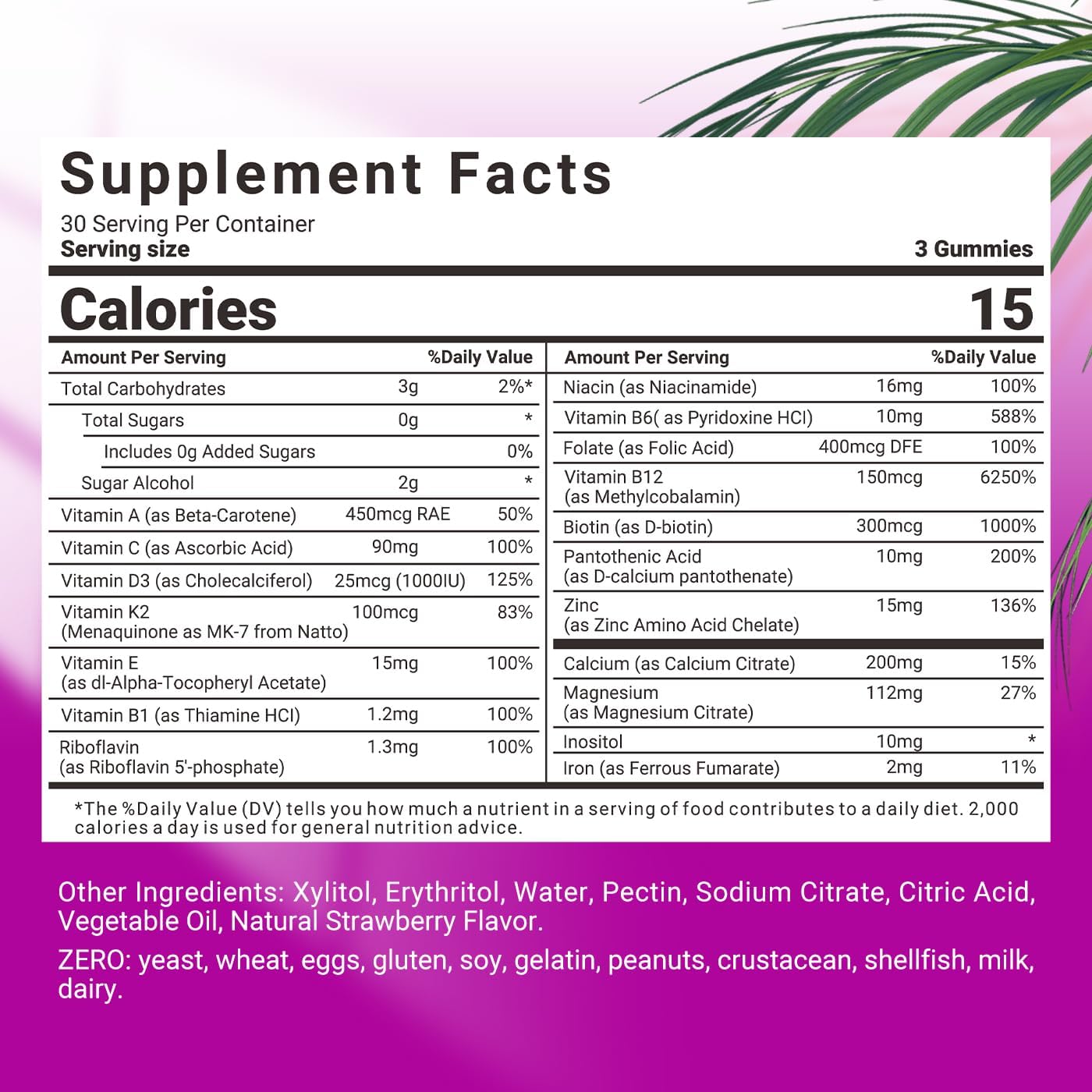 Women's Multivitamin Gummies with Methylated Nutrients, Iron, Vitamin D3, K2, and Calcium for Optimal Health