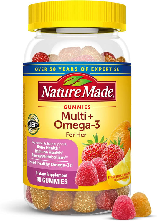 Women's Multivitamin Gummies with Omega-3 for Daily Nutritional Support, 80 Gummies, 40 Day Supply