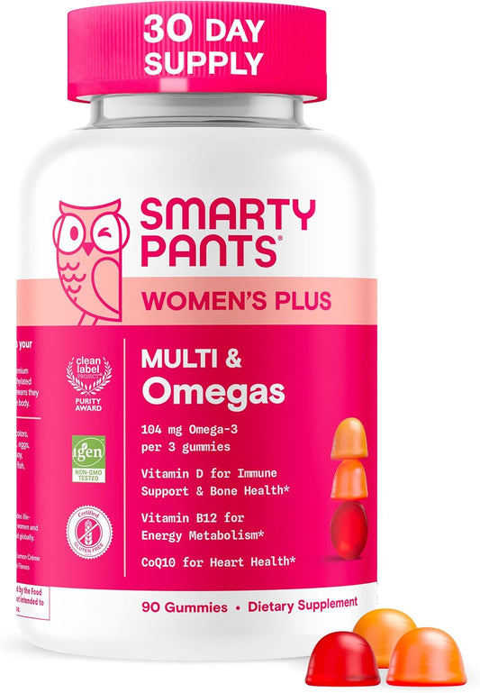 Women's Multivitamin Gummies with Omega-3, Methylfolate, CoQ10, Vitamin D3, C, B12, B6, A, K, Zinc, Inositol - 90 Count