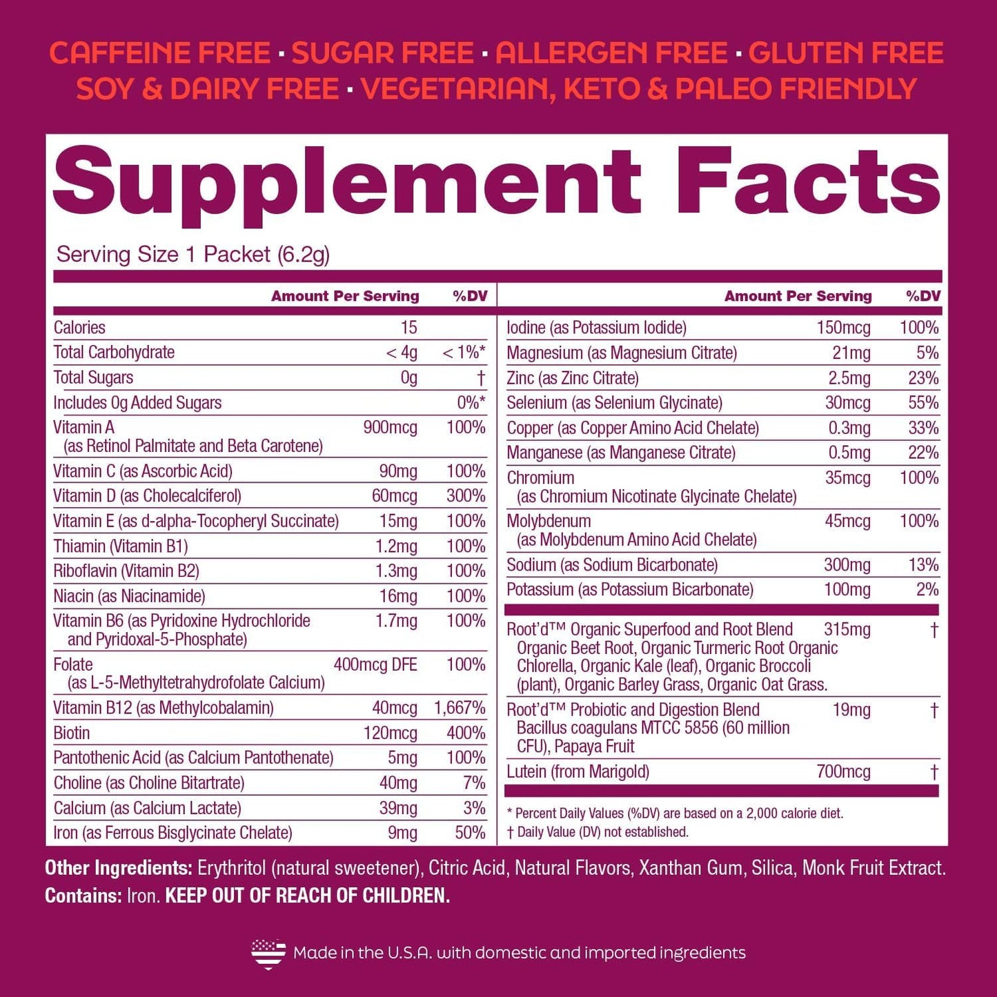 Women's Multivitamin Powder with 25 Vitamins, Minerals, Electrolytes, Superfoods, Probiotics, Enzymes - Sugar-Free Hydration Packets