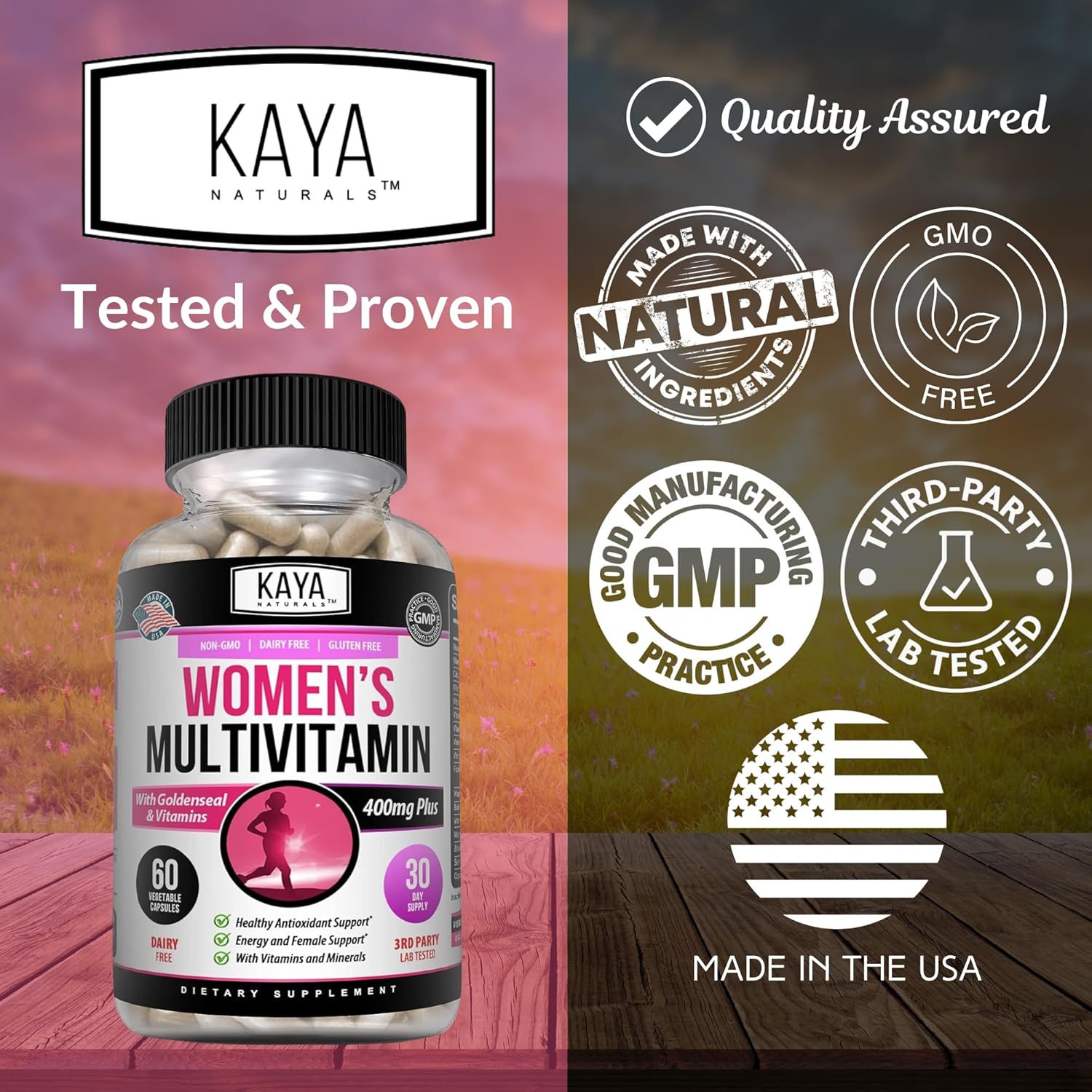 Women's Multivitamin with Antioxidants for Overall Health & Immune Support - Vitamins A, D, C, E, Biotin, Folic Acid, Multi-Mineral, Energy Boost - 60 Count