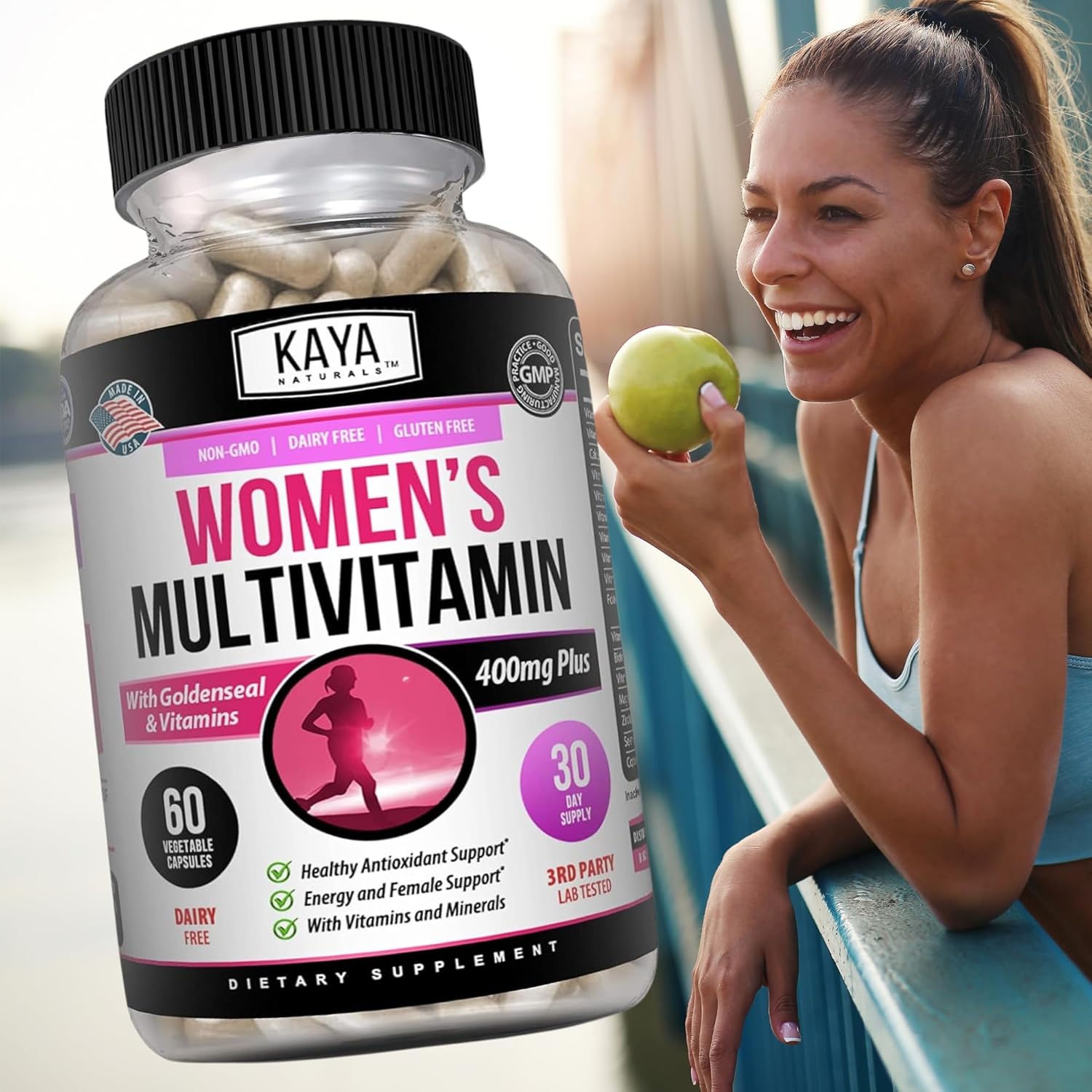 Women's Multivitamin with Antioxidants for Overall Health & Immune Support - Vitamins A, D, C, E, Biotin, Folic Acid, Multi-Mineral, Energy Boost - 60 Count