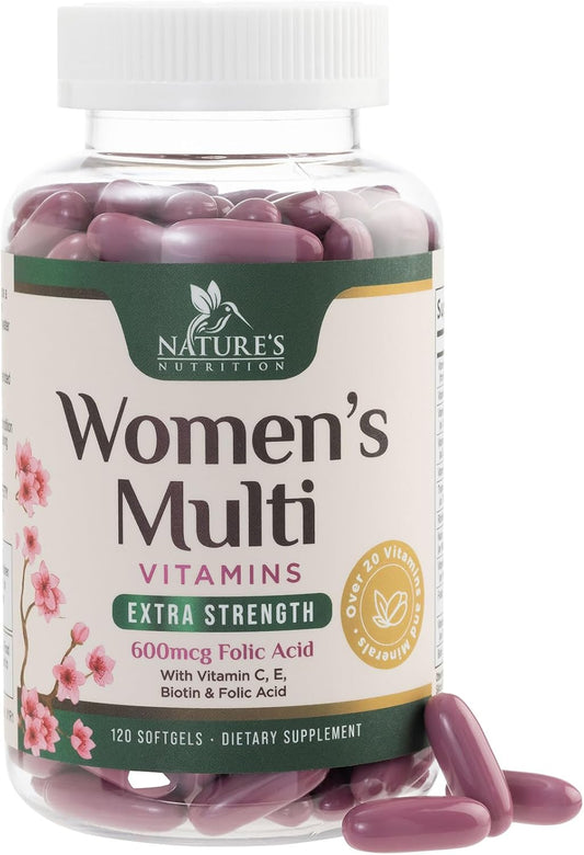 Women's Multivitamin with Iron, Calcium, Zinc, Vitamins A, C, D, E, B - Supports Bone, Skin, & Immune Health - 120 Softgels