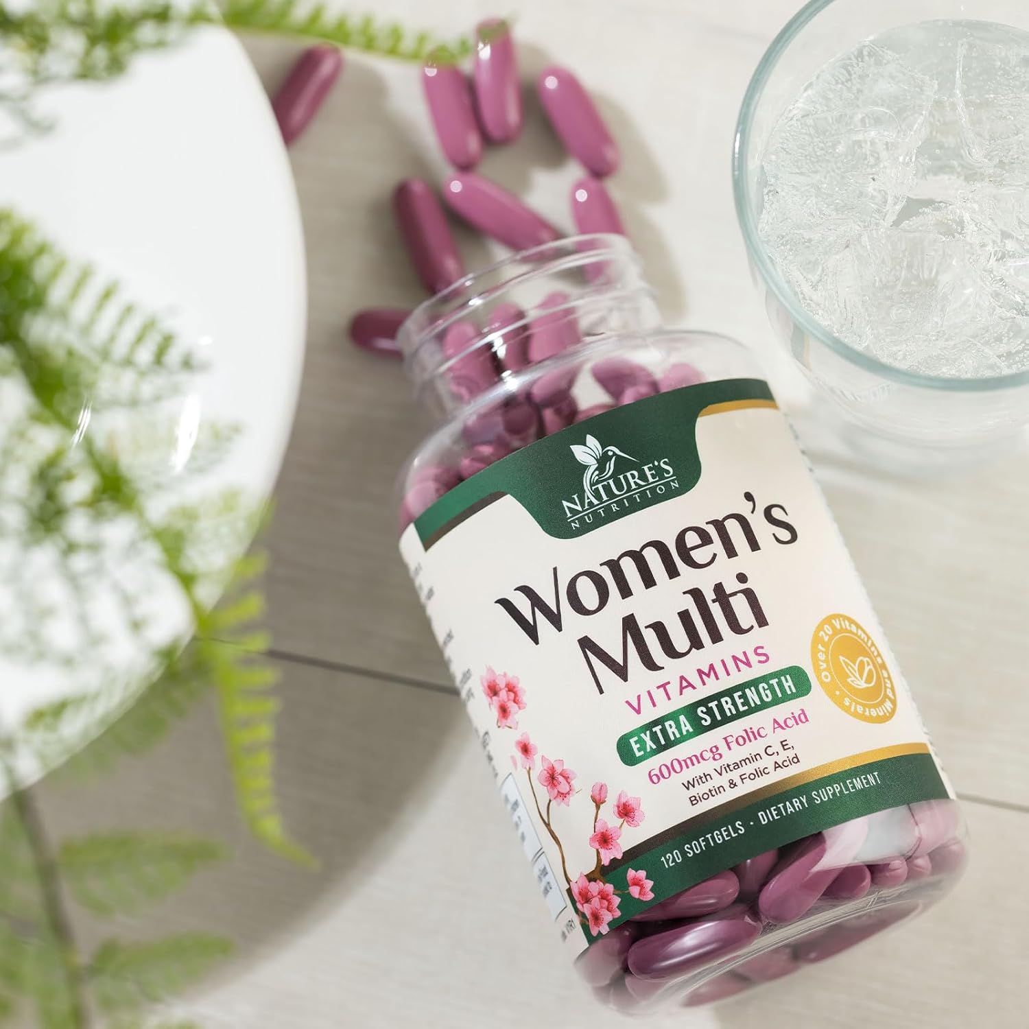 Women's Multivitamin with Iron, Calcium, Zinc, Vitamins A, C, D, E, B - Supports Bone, Skin, & Immune Health - 120 Softgels