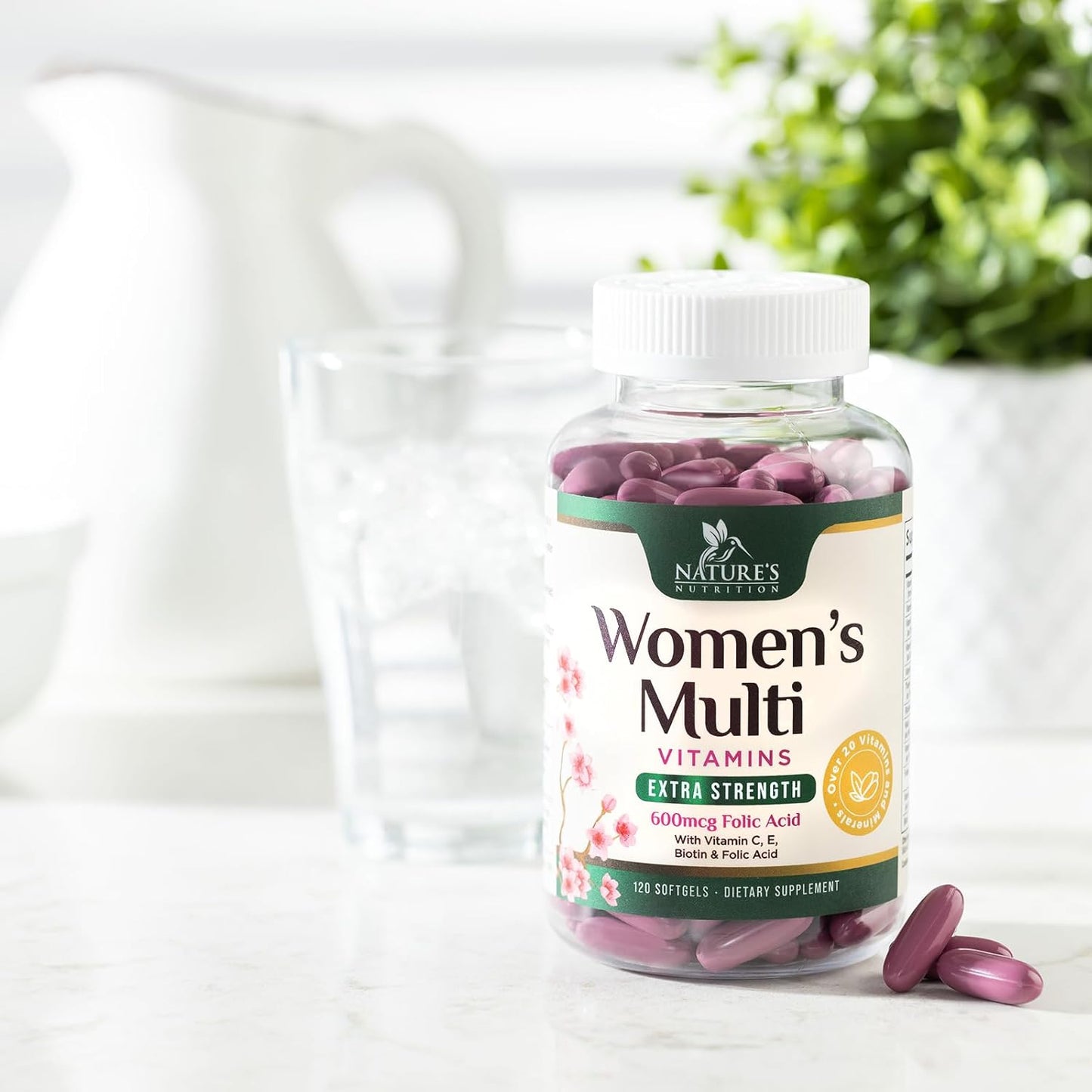 Women's Multivitamin with Iron, Calcium, Zinc, Vitamins A, C, D, E, B - Supports Bone, Skin, & Immune Health - 120 Softgels