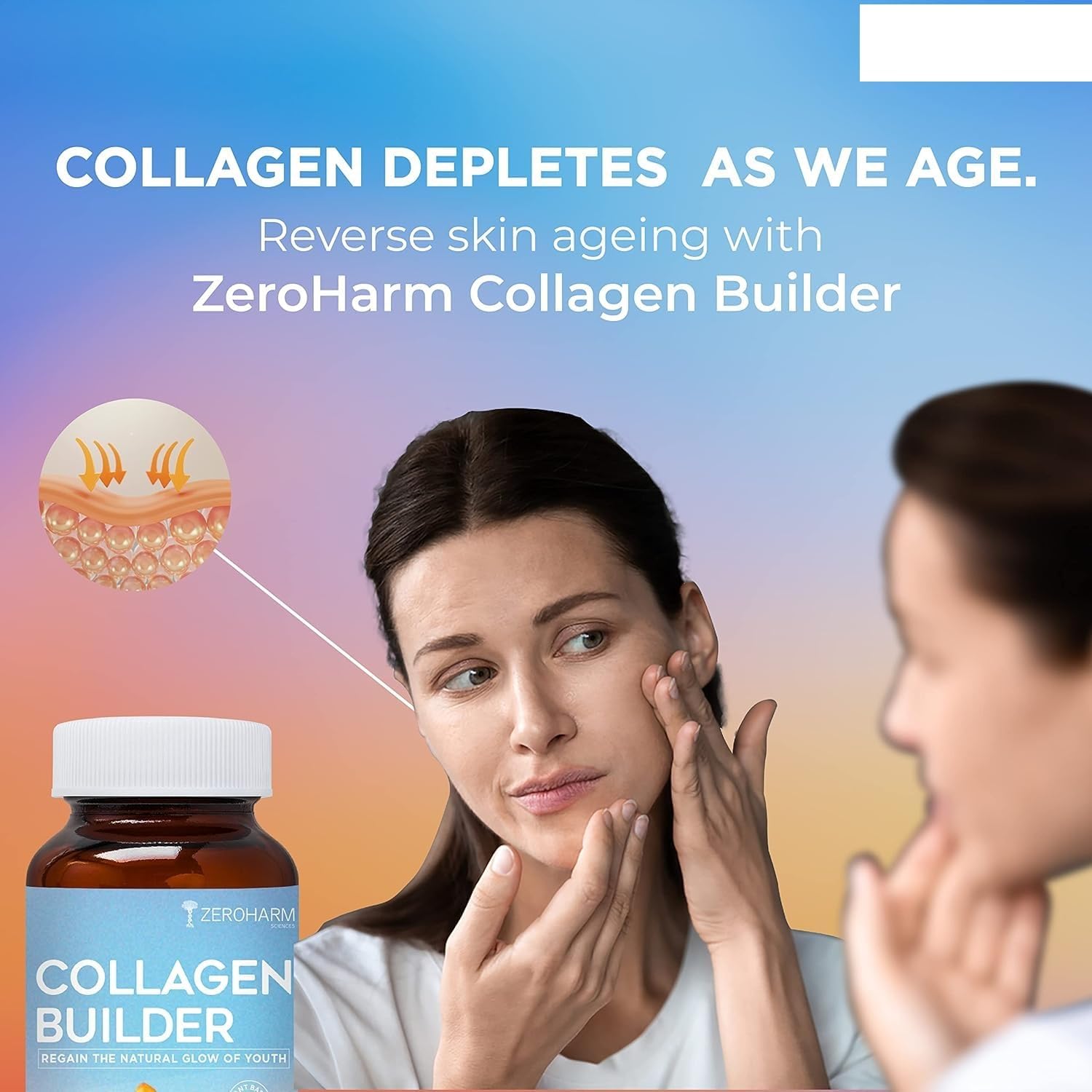 Women's Natural Collagen Builder Supplements for Youthful, Wrinkle-Free Skin - Promotes Skin Regeneration, Boosts Elasticity - 60 Capsules