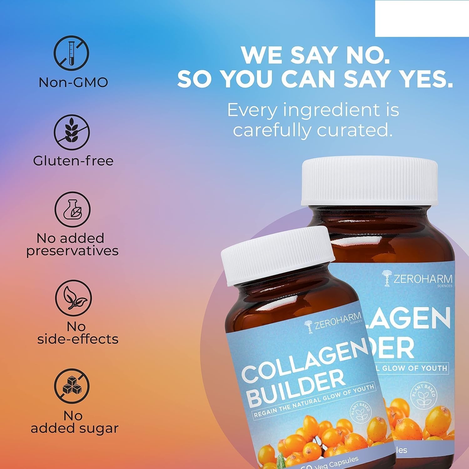 Women's Natural Collagen Builder Supplements for Youthful, Wrinkle-Free Skin - Promotes Skin Regeneration, Boosts Elasticity - 60 Capsules