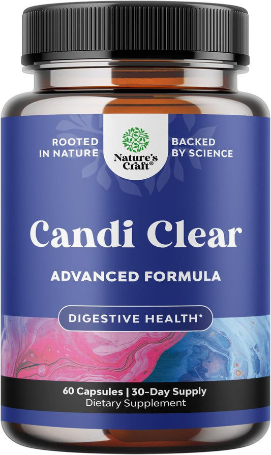 Women's Natures Craft Candi-Clear Full Body Cleanse Detox - Anti Overgrowth Gut Detox with Caprylic Acid, Black Walnut, Wormwood, and Oregano - Includes Pre and Probiotics