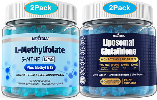 Women's Nextdia L-MethylFolate 15mg & Methyl B12 + 1100mg Liposomal Glutathione Gummies
