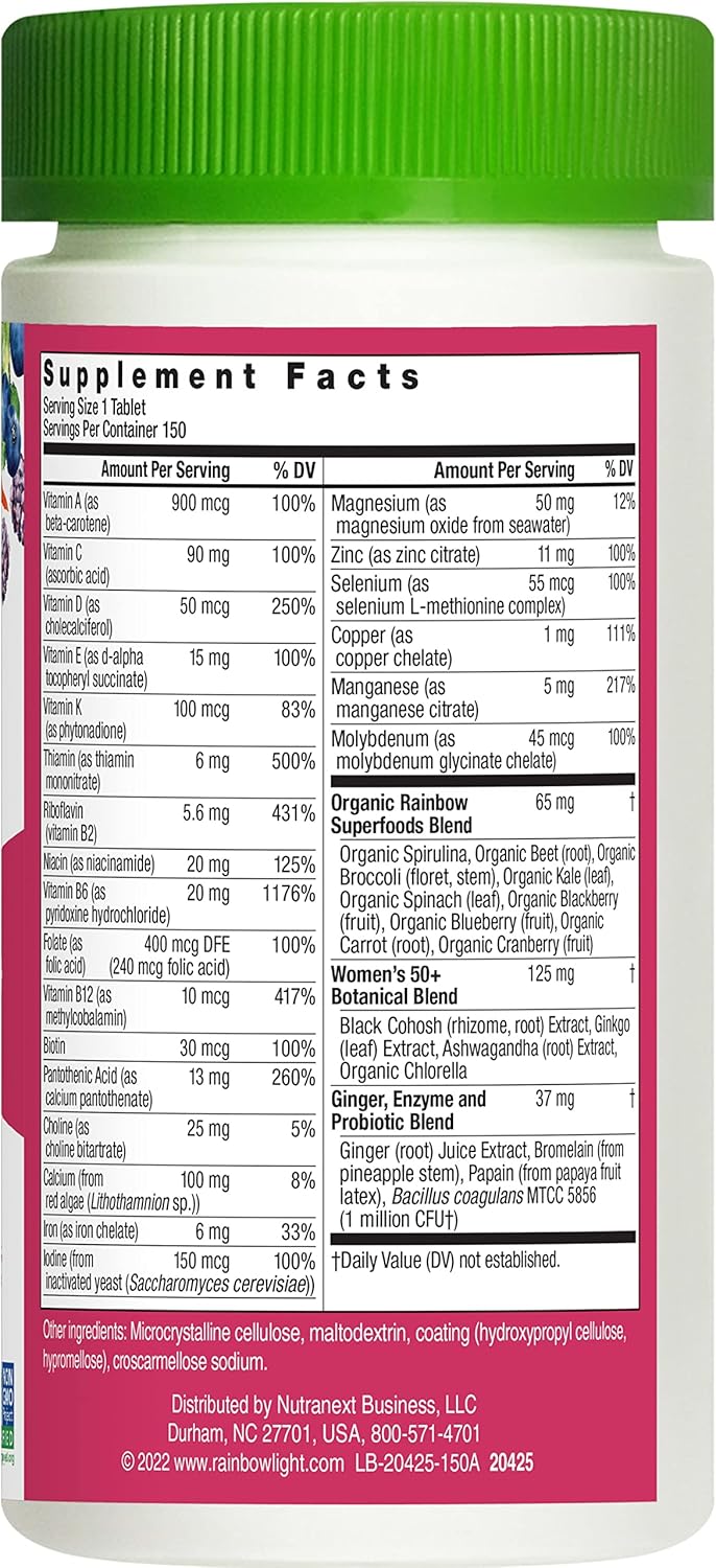 Women's One 50+ Multivitamin with Vitamin C, D, Zinc, Probiotics - High Potency Immune Support - Non-GMO - Vegetarian - 150 Tablets