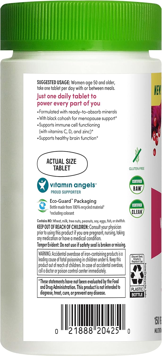 Women's One 50+ Multivitamin with Vitamin C, D, Zinc, Probiotics - High Potency Immune Support - Non-GMO - Vegetarian - 150 Tablets
