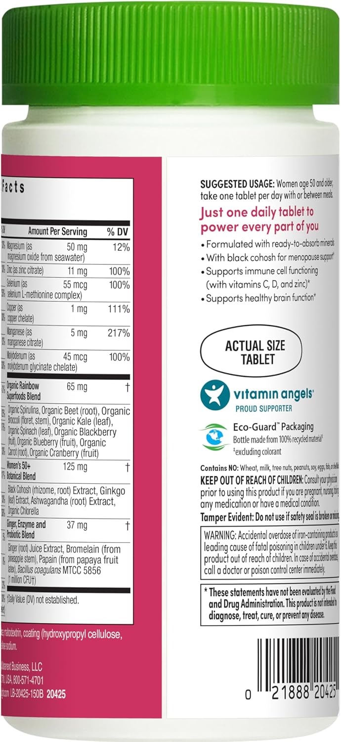 Women's One 50+ Multivitamin with Vitamin C, D, Zinc, Probiotics - High Potency Immune Support - Non-GMO - Vegetarian - 150 Tablets