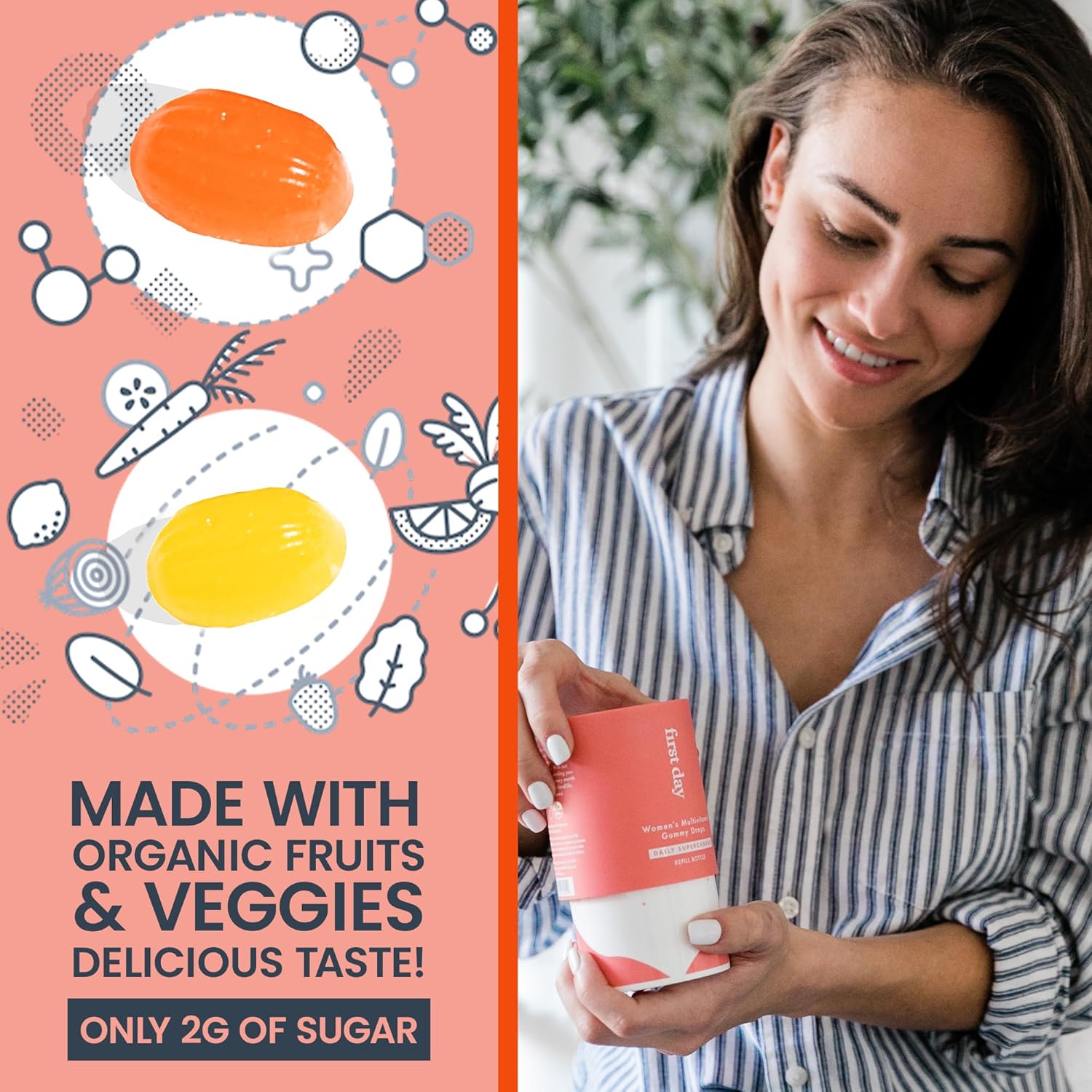 Women's Organic Multivitamin Gummies with 11 Essential Vitamins and Minerals - 30 Day Supply