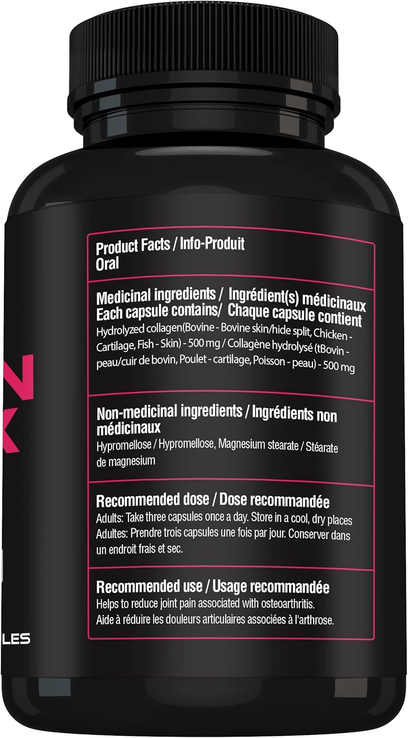 Women's ORPHIC NUTRITION 1800mg Multi Collagen Peptides Capsules - Supports Digestive Health, Joint Strength, and Muscle Health - 90 Capsules