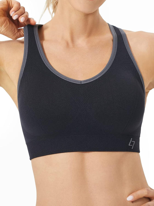 Women's Padded Racerback Sports Bras - Seamless High Impact Support for Yoga, Gym, Workout