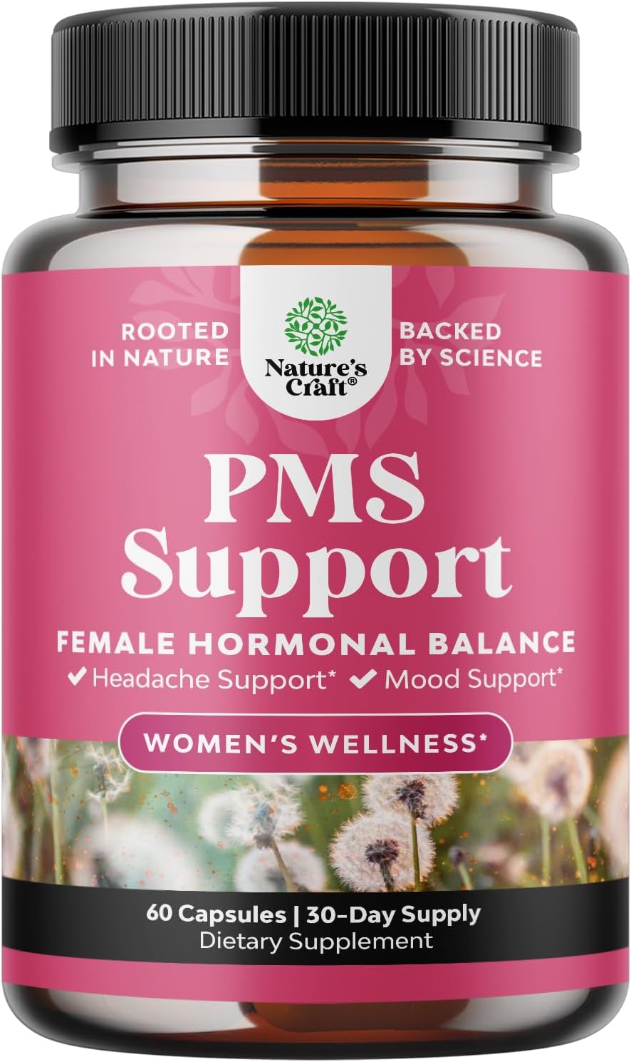 Women's PMS Support Supplement with DIM, Chasteberry, Black Cohosh & Ashwagandha - Hormone Balance for Period Cramps, Menopause, Mood Swings - 60 Capsules