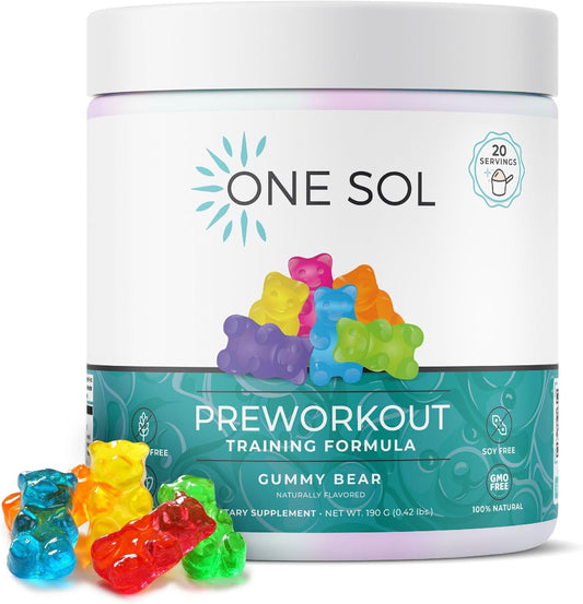 Women's Pre-Workout Gummy Bears - Enhanced Focus & Pump, No Jitters, Vegan & Gluten-Free - One Sol
