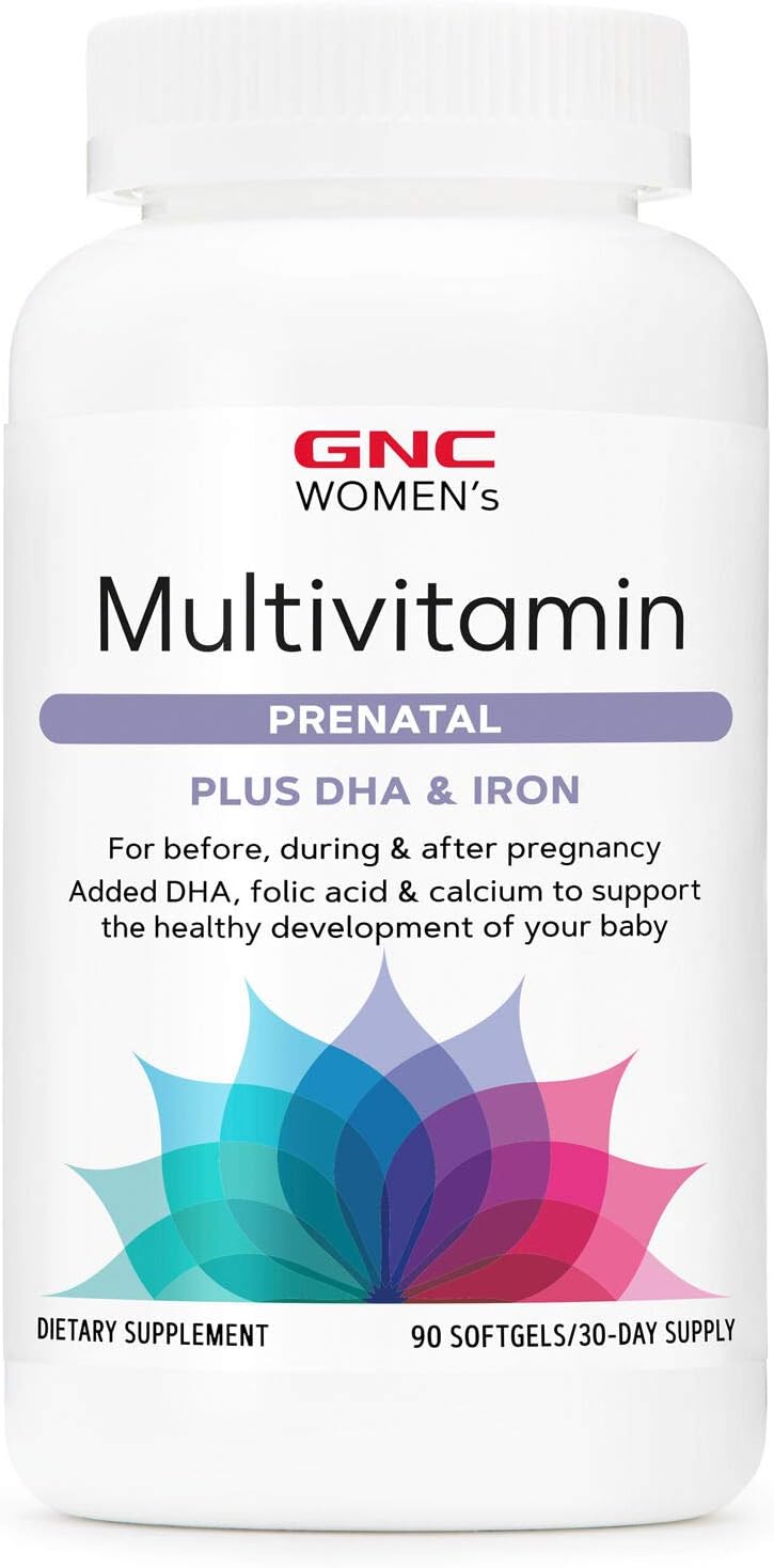 Women's Prenatal Multivitamin with DHA, Iron, Folic Acid, Zinc, Calcium, and B Vitamins - 90 Softgels for Pregnancy Support