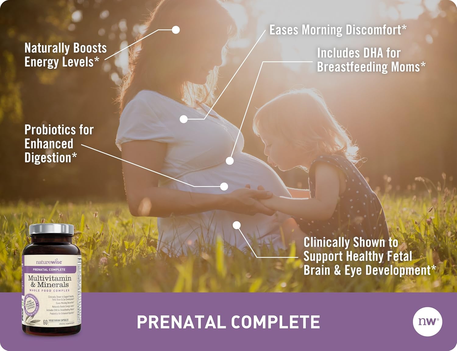 Women's Prenatal Whole Food Multivitamin with Folate, Vegetarian DHA, Iron, Calcium, Lutein, Probiotics, Vitamin D3 | 60 count