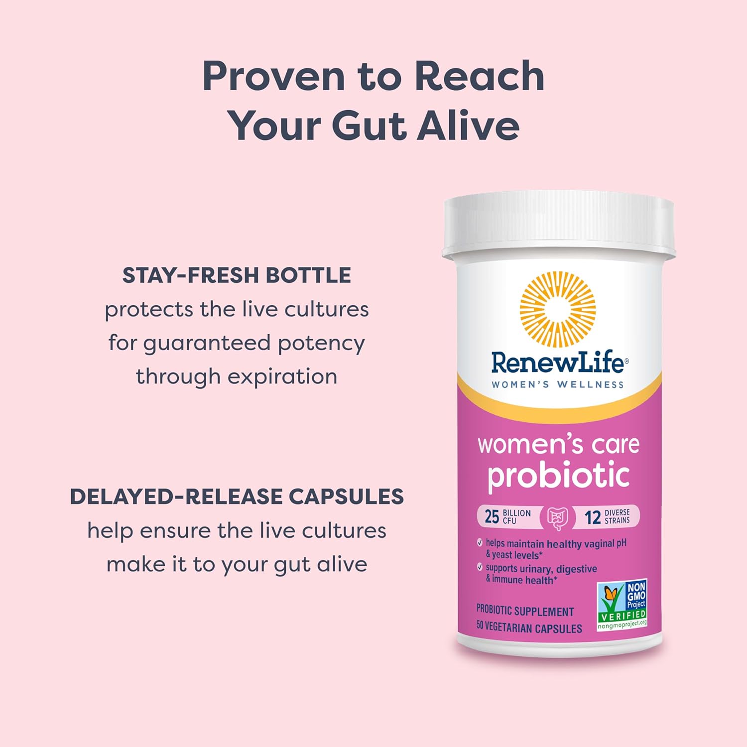 Women's Probiotic Capsules for pH Balance, Vaginal, Urinary, Digestive & Immune Health - L. Rhamnosus GG, 25 Billion CFU - 30 Ct, Dairy, Soy, Gluten-Free