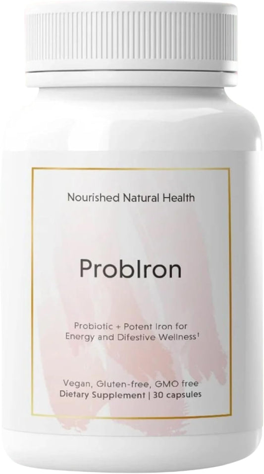 Women's Probiotic + Iron Supplement with Vitamin C and Copper - Vegan Formula for Energy and Digestive Wellness