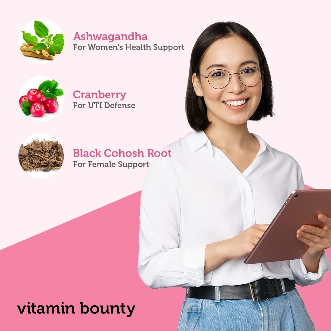 Women's Probiotic & Prebiotic Bundle for Vaginal & Digestive Health - pH Balance Support with Cranberry, Ashwagandha - Delayed-Release Capsules
