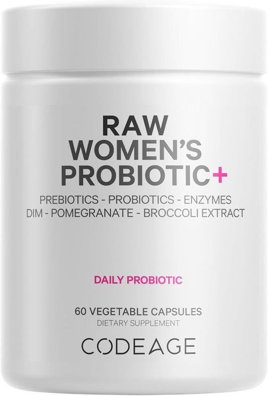 Women's Probiotic+ Supplement with 34 Strains, 100 Billion CFUs, Digestive Enzymes, Prebiotic Blend, DIM, Pycnogenol Herbal Extracts, Non-GMO - 30 Capsules