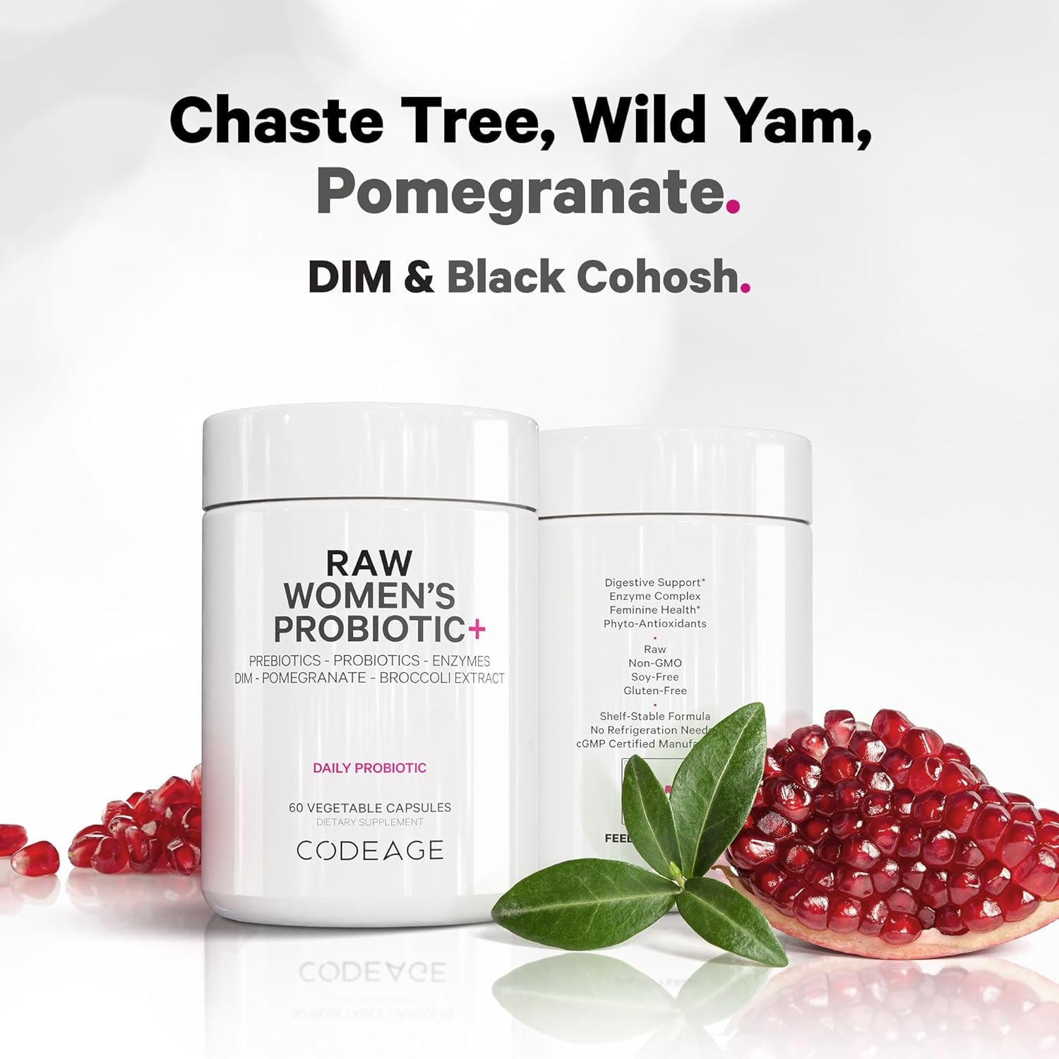Women's Probiotic+ Supplement with 34 Strains, 100 Billion CFUs, Digestive Enzymes, Prebiotic Blend, DIM, Pycnogenol Herbal Extracts, Non-GMO - 30 Capsules