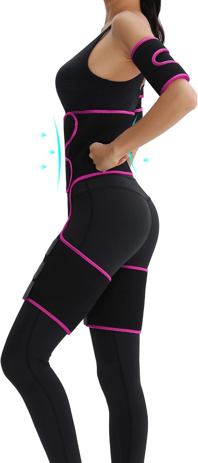 Women's RESHE 4 in 1 High Waist Arm and Thigh Waist Trainer with Sweat Band - Plus Size
