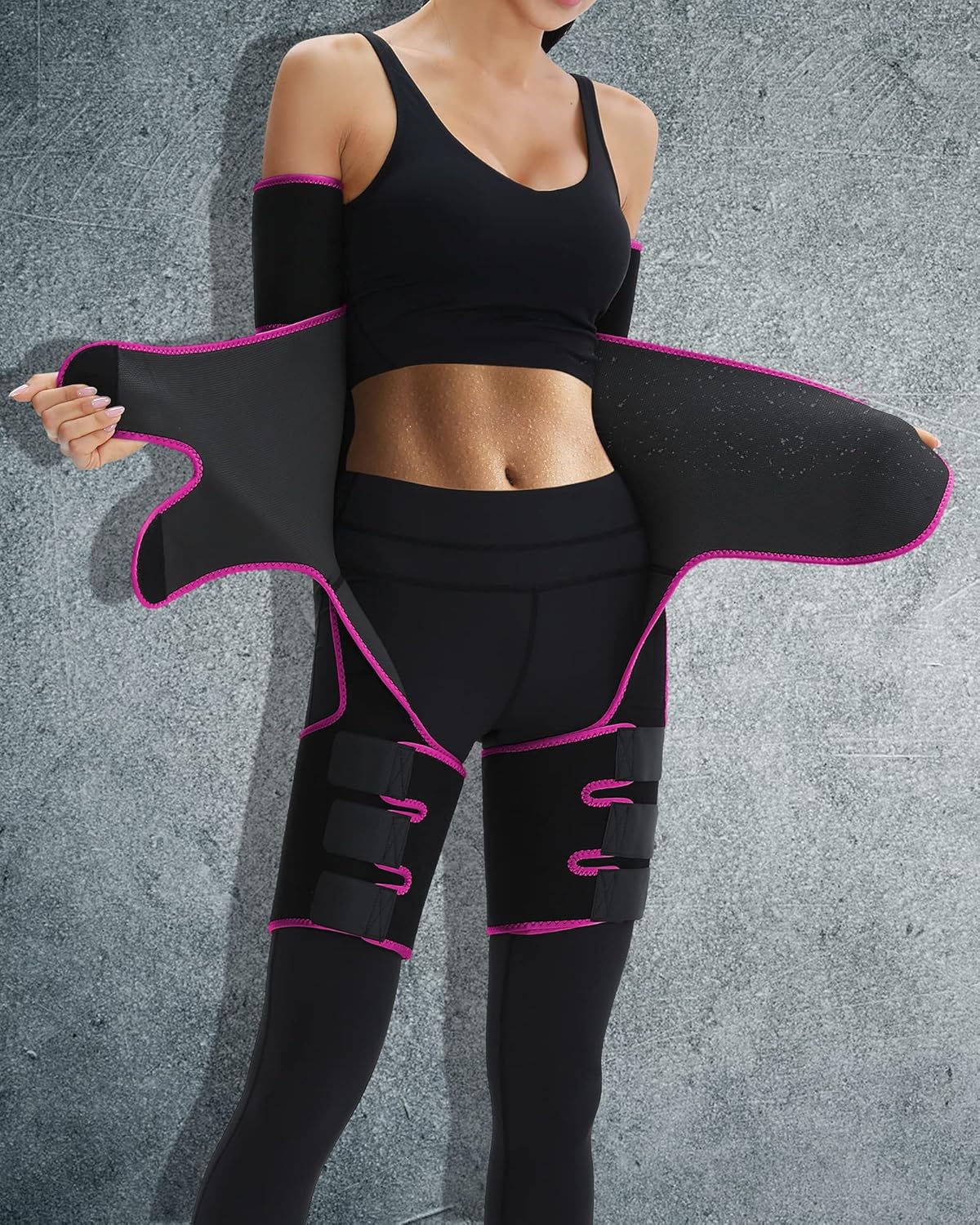 Women's RESHE 4 in 1 High Waist Arm and Thigh Waist Trainer with Sweat Band - Plus Size