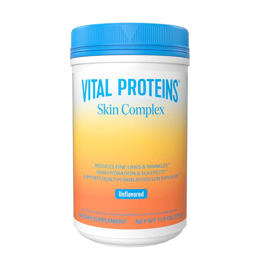 Women's Skin Complex Supplement with 20g Hydrolyzed Collagen, Vitamin C, and Hyaluronic Acid - Reduce Fine Lines & Wrinkles - Unflavored 11.9oz Powder