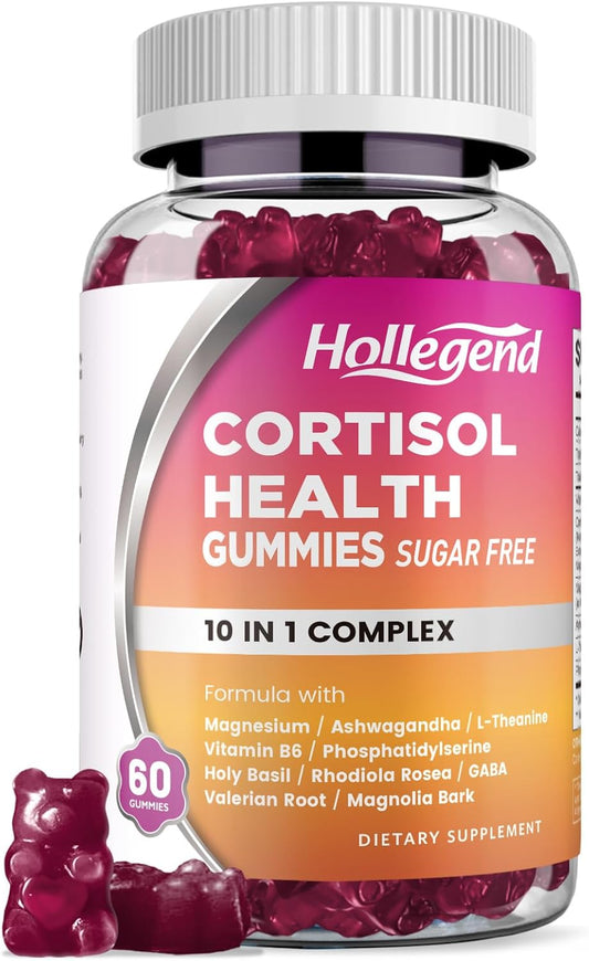 Women's Sugar-Free Cortisol Gummies with Ashwagandha & Magnesium - Relaxation, Sleep, Focus - 60 Vegan Gummies