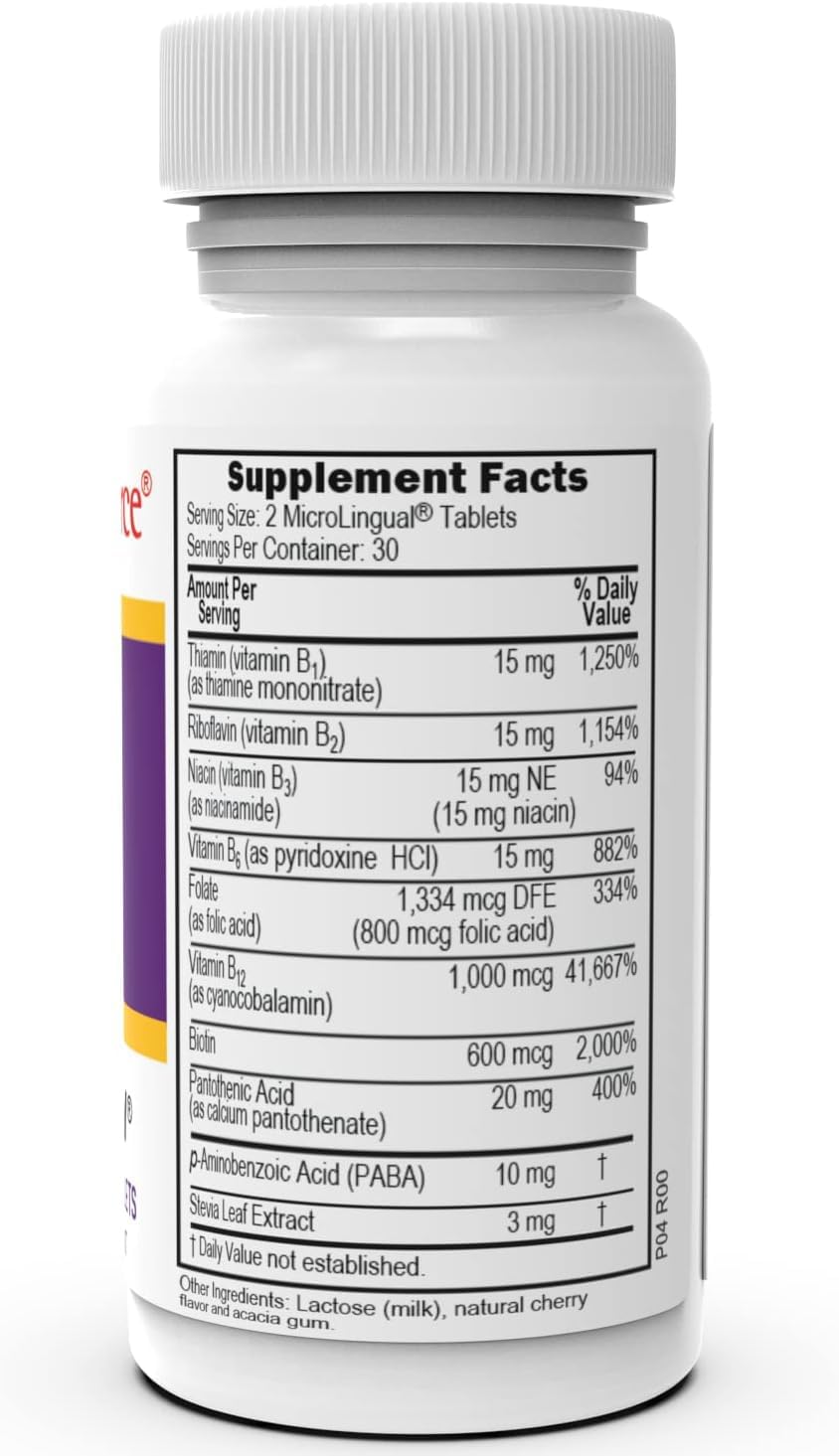 Women’s Superior Source B Complex Tablets with B12 (1000 mcg) for Stress, Heart, Immune Support - 60 Ct, Quick Dissolve MicroLingual, B1, B2, B3, B5, B6, B7 & Folic Acid (B9), Boost Metabolism, Non-GMO