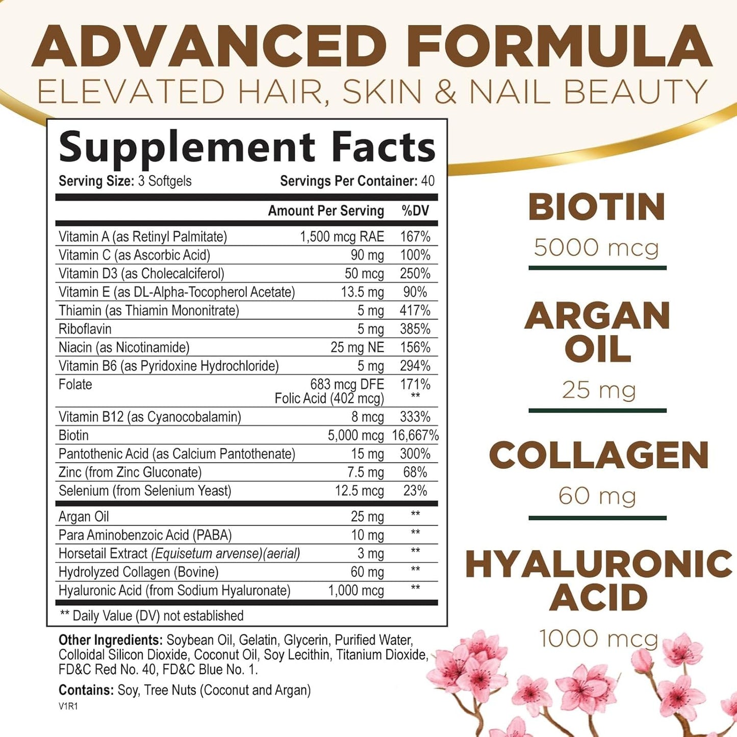 Women's Ultra Strength Hair Vitamins with Biotin, Collagen, PABA - Hair Growth & Skin Support - 120 Softgels