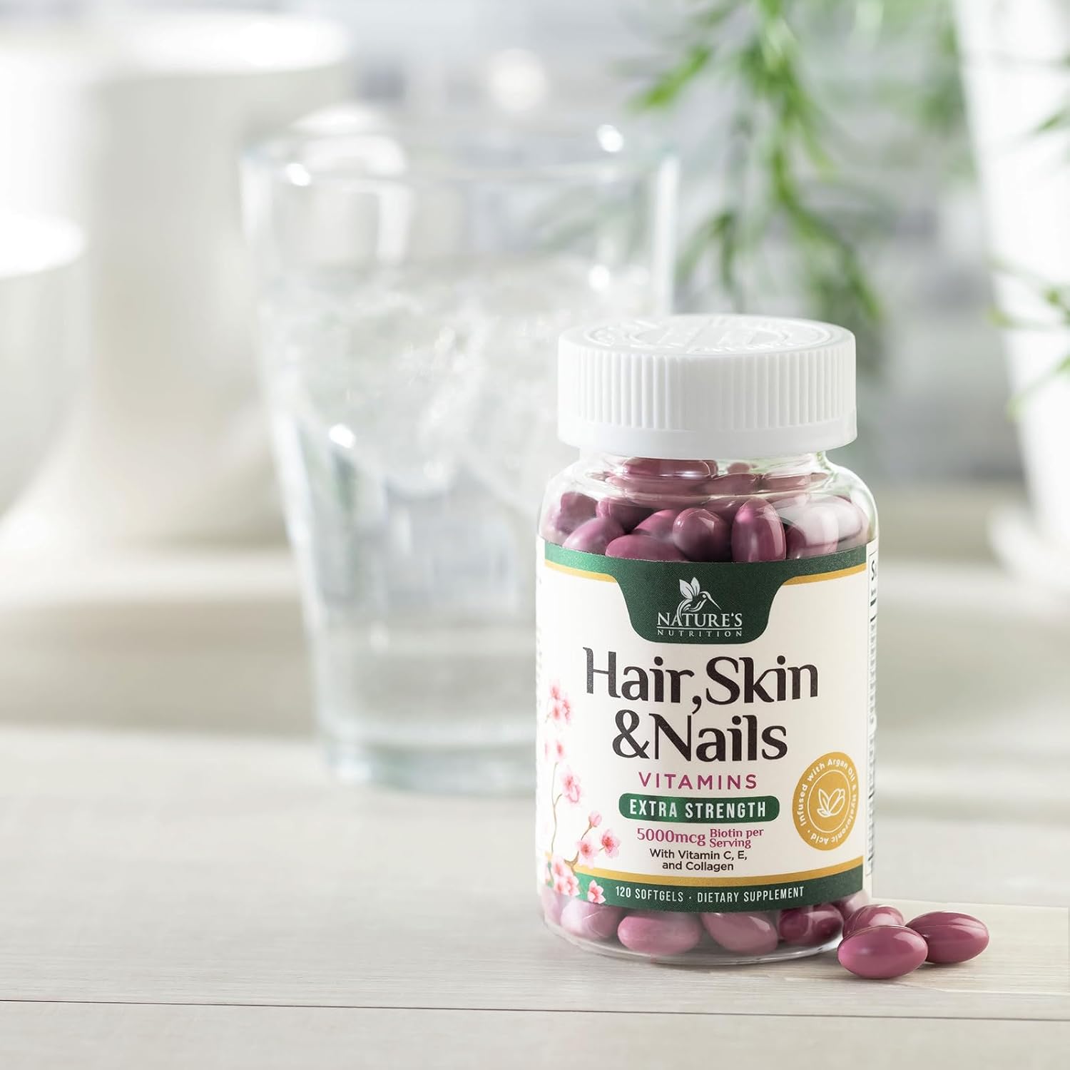 Women's Ultra Strength Hair Vitamins with Biotin, Collagen, PABA - Hair Growth & Skin Support - 120 Softgels