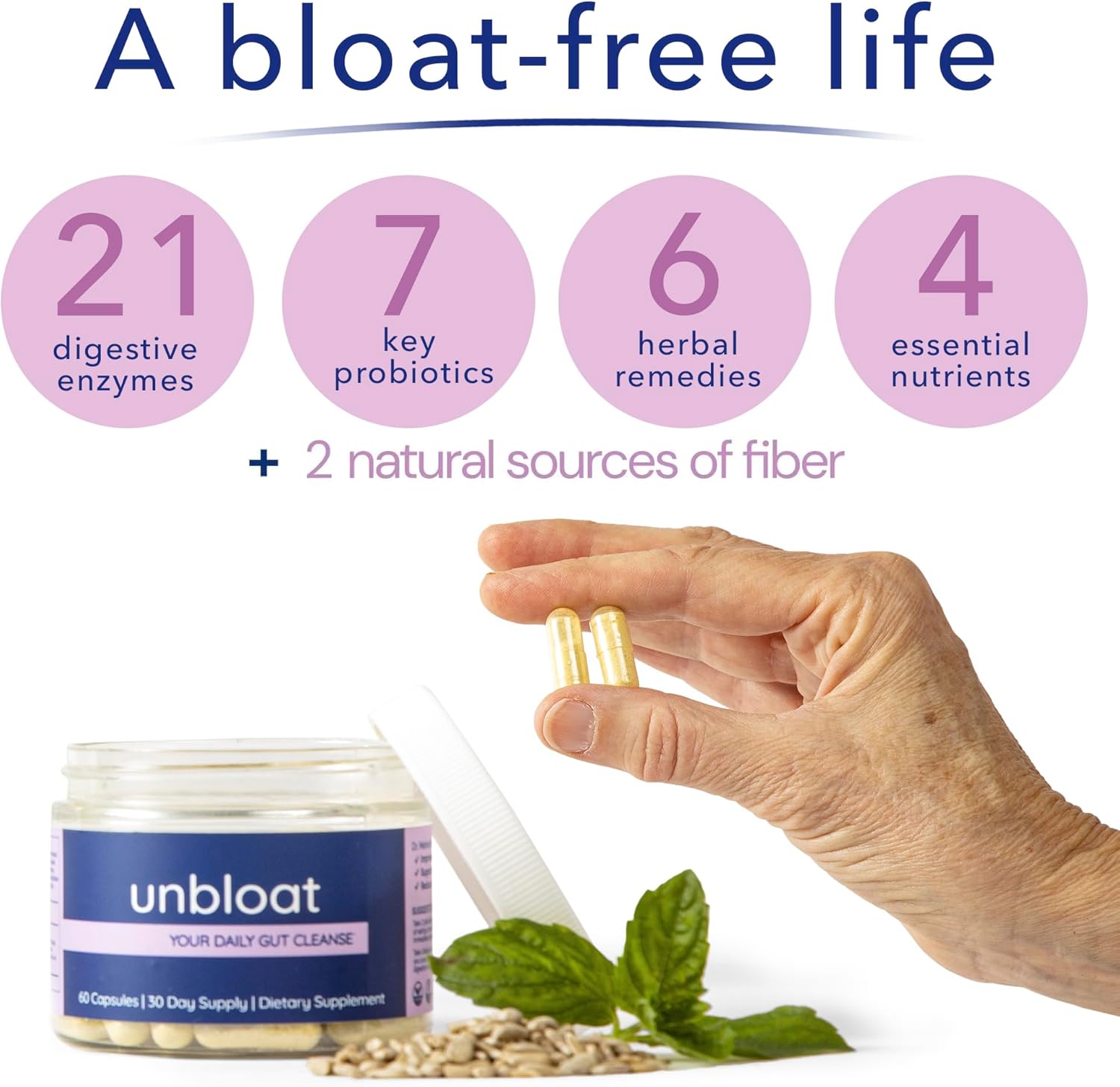 Women's Unbloat Pills - Effective Bloating Relief and Digestive Support Supplement with Pre and Probiotics - 60 Count