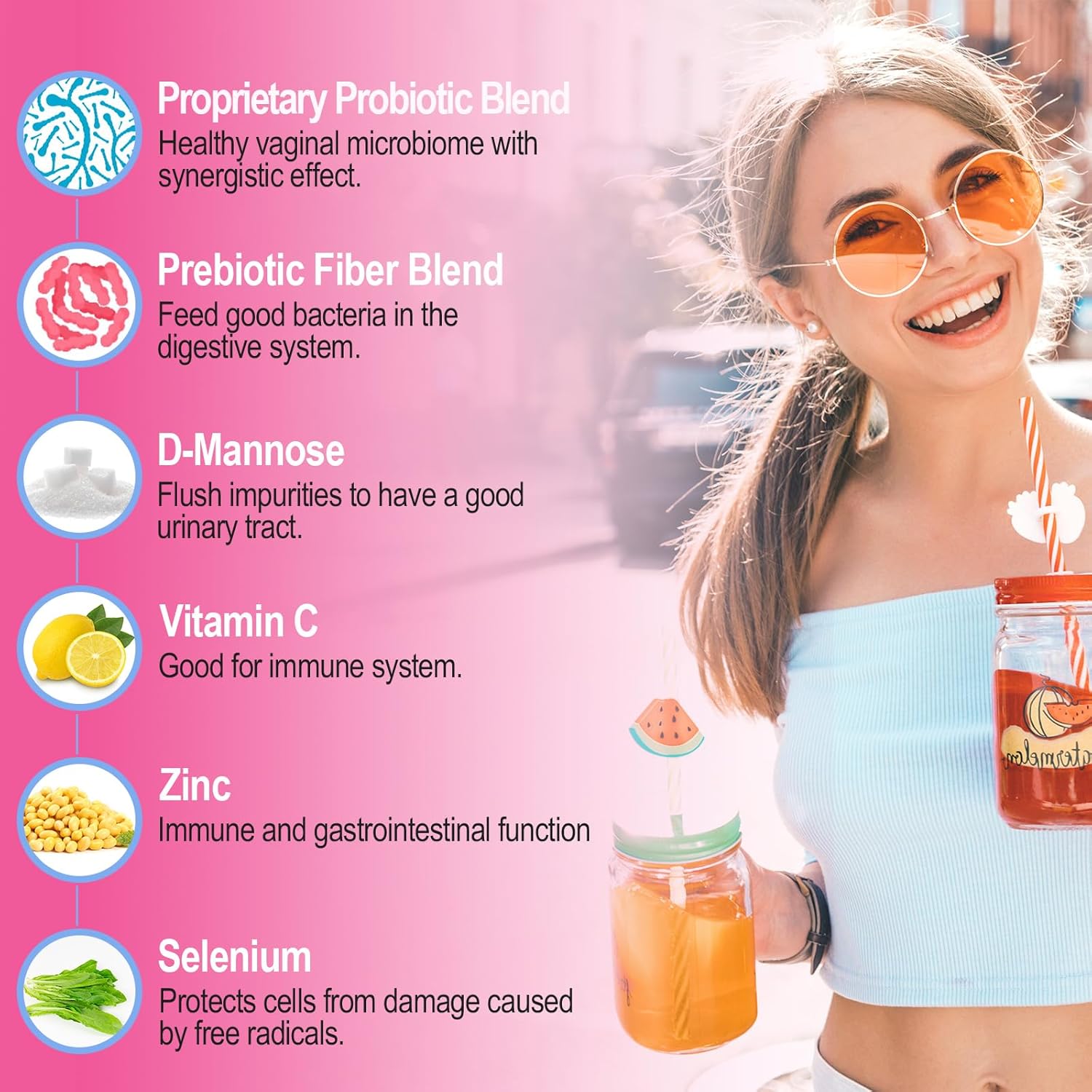 Women's Vaginal Probiotic with 70 Billion CFU, 13 Strains, Prebiotic, D-Mannose - 180 Capsules for Vaginal Health, Urinary, pH Balance, Immune & Digestive Support