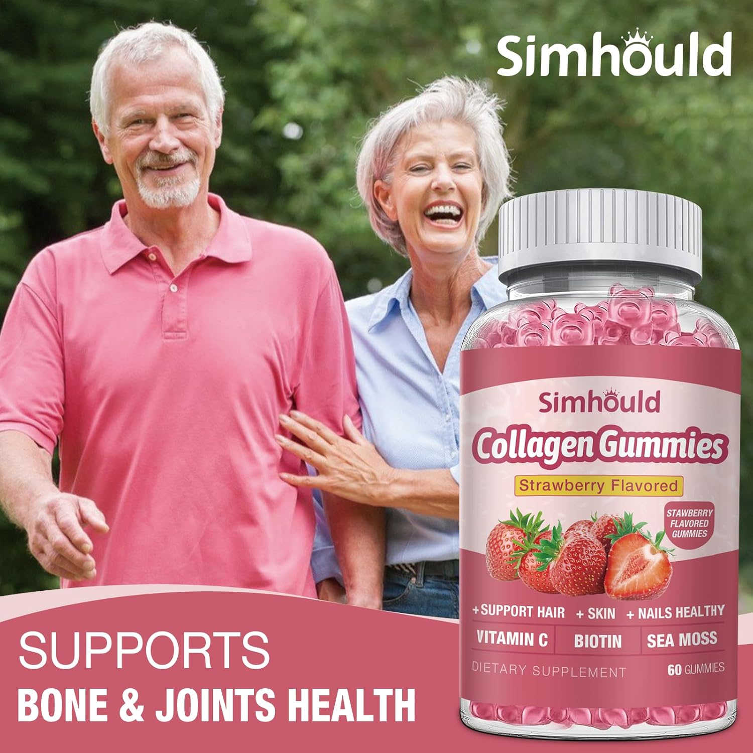 Women's Vegan Collagen Gummies with Biotin and Sea Moss for Anti Aging - Sugar Free, Non-GMO, 60 Count