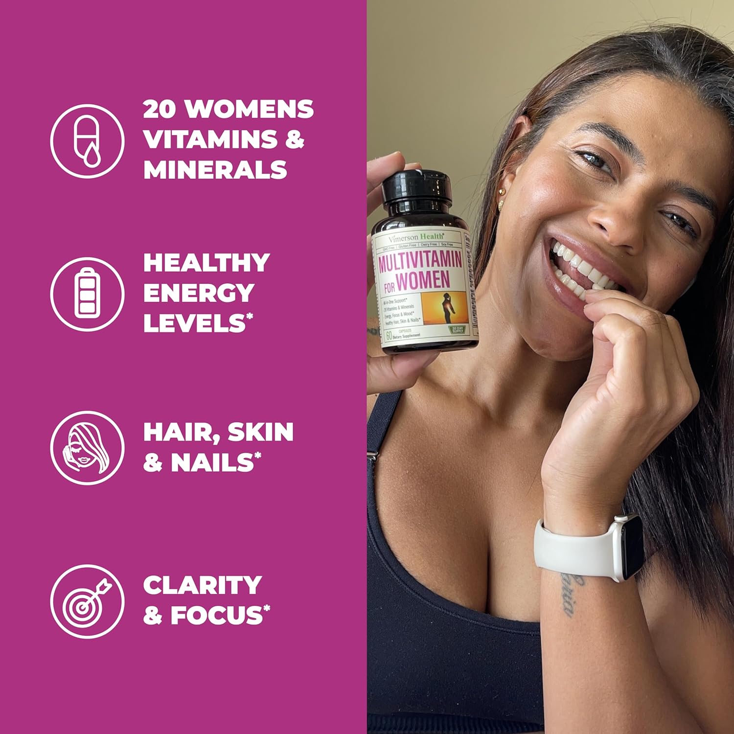 Women's Vegan Joint Support Supplement with Glucosamine, Chondroitin, MSM, and Multivitamin by Vimerson Health