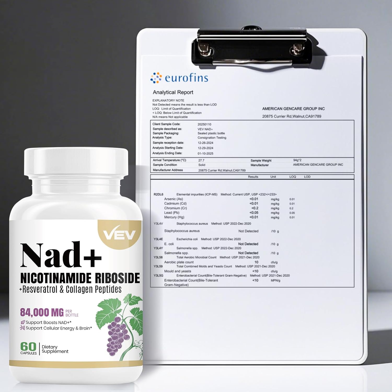 Women's VEV NAD Supplements with Nicotinamide Riboside, Multi-Collagen, Resveratrol, Quercetin, CoQ10 - Liposomal Formula - 120 Capsules