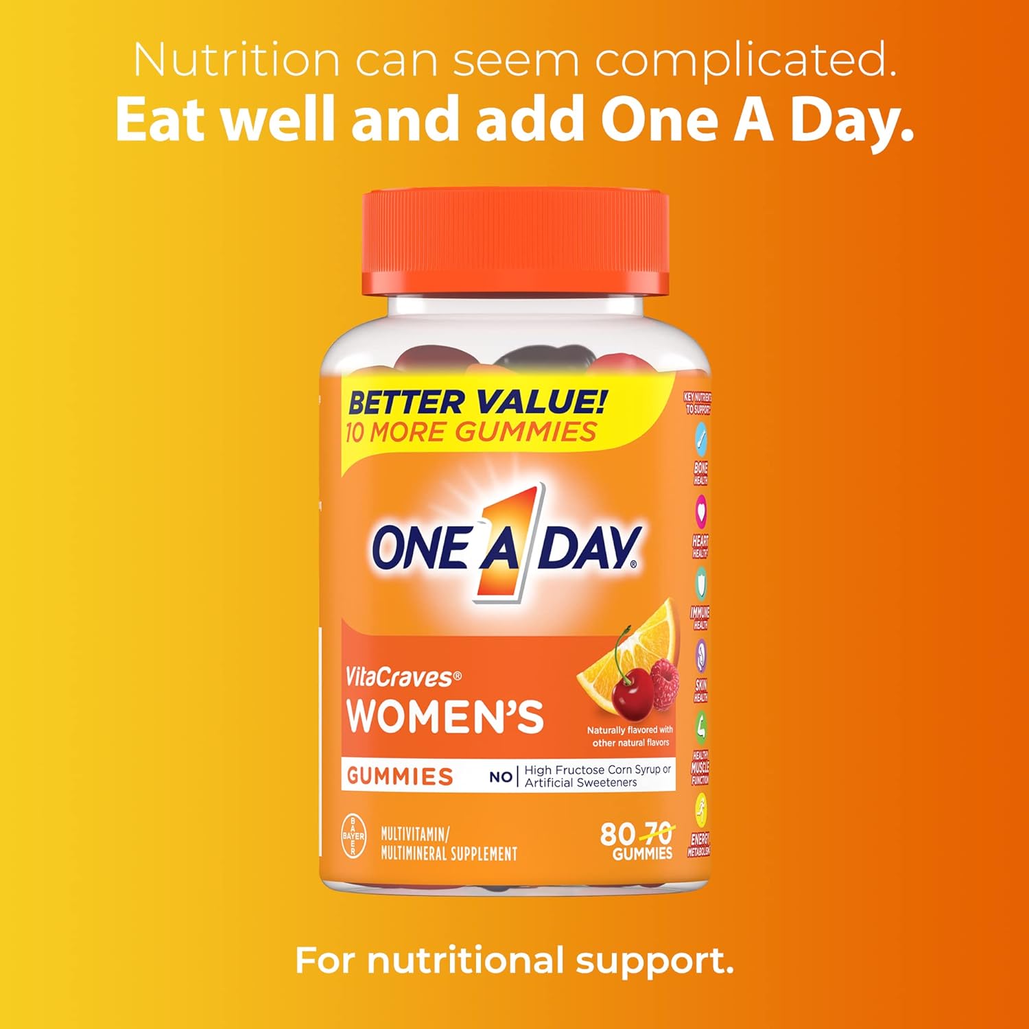 Women's VitaCraves Multivitamin Gummies with Vitamins A, C, E, B6, B12, Calcium, and D - 80 Count x 2 Pack